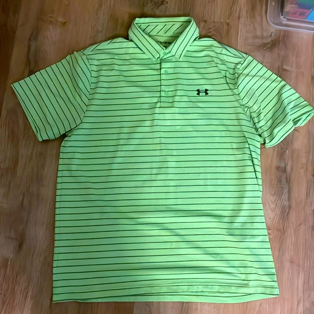 Under Armour Short Sleeve Playoff Polo Florescent Green Men's Size Extra Large.